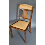 An Edwardian Mahogany Marquetry Inlaid Side Chair with cabriole legs and pad feet