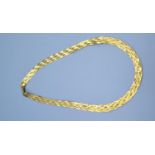 A 9ct Gold Necklace of interwoven form, 13 gms, 43 cms long