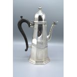 A Sheffield Silver Coffee Pot of octagonal tapering form with ebony handle, 15 ozs.