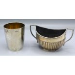 A Victorian Silver Mug with silver gilt interior, London 1863 together with a London silver two