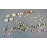 A Collection of Diamante Jewellery to include brooches, necklaces and related
