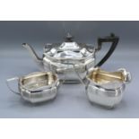 A George V Three Piece Tea Service comprising teapot, cream jug and two handled sucrier Sheffield