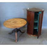 A 19th Century Mahogany Pedestal Table together with a 19th Century bow fronted hanging corner