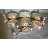 Six Various Silver Plated Entrée Dishes together with a small collection of other silver plate