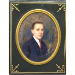 Rudolf Ipold Half Length Portrait of a Gentleman in Miniature, signed and dated 1925, 11 x 9 cms