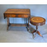 A Mahogany Sofa Table, the crossbanded top above two drawers raised upon twin end supports with