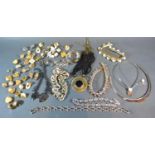 A Collection of Costume Jewellery to include a heavy curb link style necklace and various ear clips