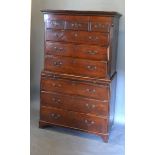 A George III Mahogany Chest on Chest, the moulded cornice above three short and six long graduated