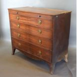 A 19th Century Mahogany Straight Front Chest of Drawers, the moulded top above a brushing slide