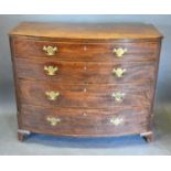 A 19th Century Mahogany Bow Fronted Chest of four graduated drawers with brass handles flanked by