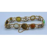 A 14ct Gold Stone Set Bracelet 12.4 gms all in