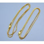 A 22ct Gold Neck Chain 45 cms long together with another similar 22ct gold neck chain 41 cms long,