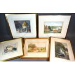 A Group of Five Watercolours various scenes