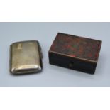 A Birmingham Silver Cigarette Case with engine turned decoration together with an ebonised and