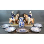 A Set of Four Early 19th Century Stone China Dishes decorated in underglaze blue together with a