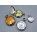 A Gold Plated Pocket Watch by Elgin together with a London silver cased pocket watch, a silver cased