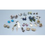 A Collection of Ear Studs and Earrings, mainly silver
