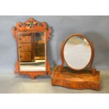 A 19th Century Mahogany Chippendale Style Wall Mirror together with a 19th Century mahogany swing