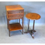 A Mahogany Work Table with two drawers above square legs with under tier, together with a 19th