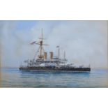 Early 20th Century English School HMS Rodney watercolour, 13 x 19 cms