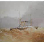 Charles William Fothergill HMS Undaunted watercolour, signed with monogram, 24.5 x 35.5 cms