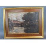 Jacob Henricus Maris 'River Scene with a Barge' oil on canvas, signed verso, 24 x 34 cms