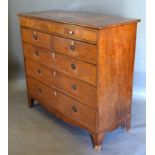 A 19th Century Mahogany Chest, the crossbanded top above a frieze drawer above two short and three