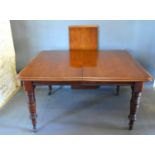 A Victorian Mahogany Extending Dining Table, the moulded top above a plain frieze raised upon turned