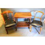 A Rectangular Oak Occasional Table with barley twist legs and under tier together with a Victorian