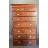 A George III Mahogany Chest on Chest, the moulded cornice above two short and six long graduated