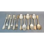 A Set of Six 800 Mark Three Pronged Forks together with a set of six matching spoons 19 ozs.