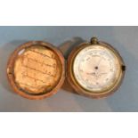 A Small Brass Barometer Negretti & Zambra, London, numbered 3562 within fitted case, 4.5 cms