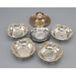 A Set of Four Birmingham Silver Bon Bon Dishes of pierced form together with a Sterling silver bon