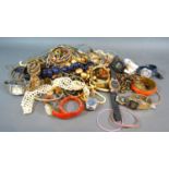 A Large Collection of Costume Jewellery to include bead necklaces, various wrist watches and related