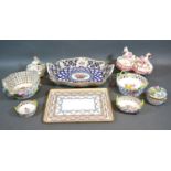 A Dresden Porcelain Fruit Basket of pierced design hand painted with flowers and highlighted with