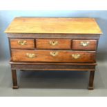 A 19th Century Mahogany Low Chest, the moulded top above a blind fretwork frieze and four drawers
