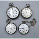 A Birmingham Silver Cased Pocket Watch, the enamel dial inscribed H Stone Leeds together with