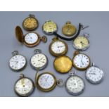 A Longines Half Hunter Pocket Watch together with another pocket watch by Ingersoll and various