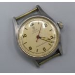 A Tudor Oyster Stainless Steel Cased Wrist Watch stamped with serial number 4455, 3 cms diameter