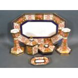A Wedgwood Dressing Table Set decorated in the Imari Palette