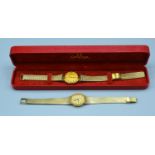 An Omega Deville Gold Plated Ladies Wrist Watch with original box together with a gold plated