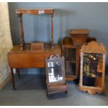 A Chippendale Style Wall Mirror together with other items to include a Pembroke Table