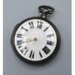 An Early Victorian Silver Pair Cased Pocket Watch by James Hukins Tenterden with verge movement