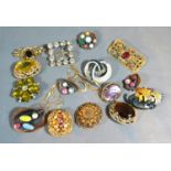 A Collection of Costume Paste Set Brooches