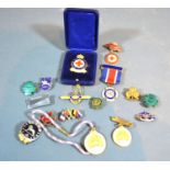 A Collection of Enamel Set Badges and Medallions