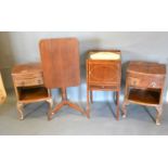 A Pair of 20th Century Mahogany Bow Fronted Bedside Cupboards together with a 19th Century