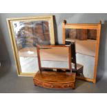 A 19th Century Mahogany Bow Fronted Box Swing Frame Toilet Mirror together with a rectangular gilt