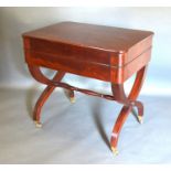 A Ralph Lauren Barlow Mahogany Side Table with a frieze drawer above crossover end supports with