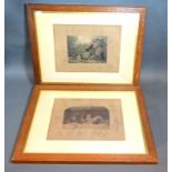 Frank Paton, A Pair of Coloured Engravings 'A Merry Christmas' depicting dogs 19 x 26 cms