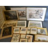 After John Leach, A Pair of Hunting Prints together with other pictures and prints to include Lionel